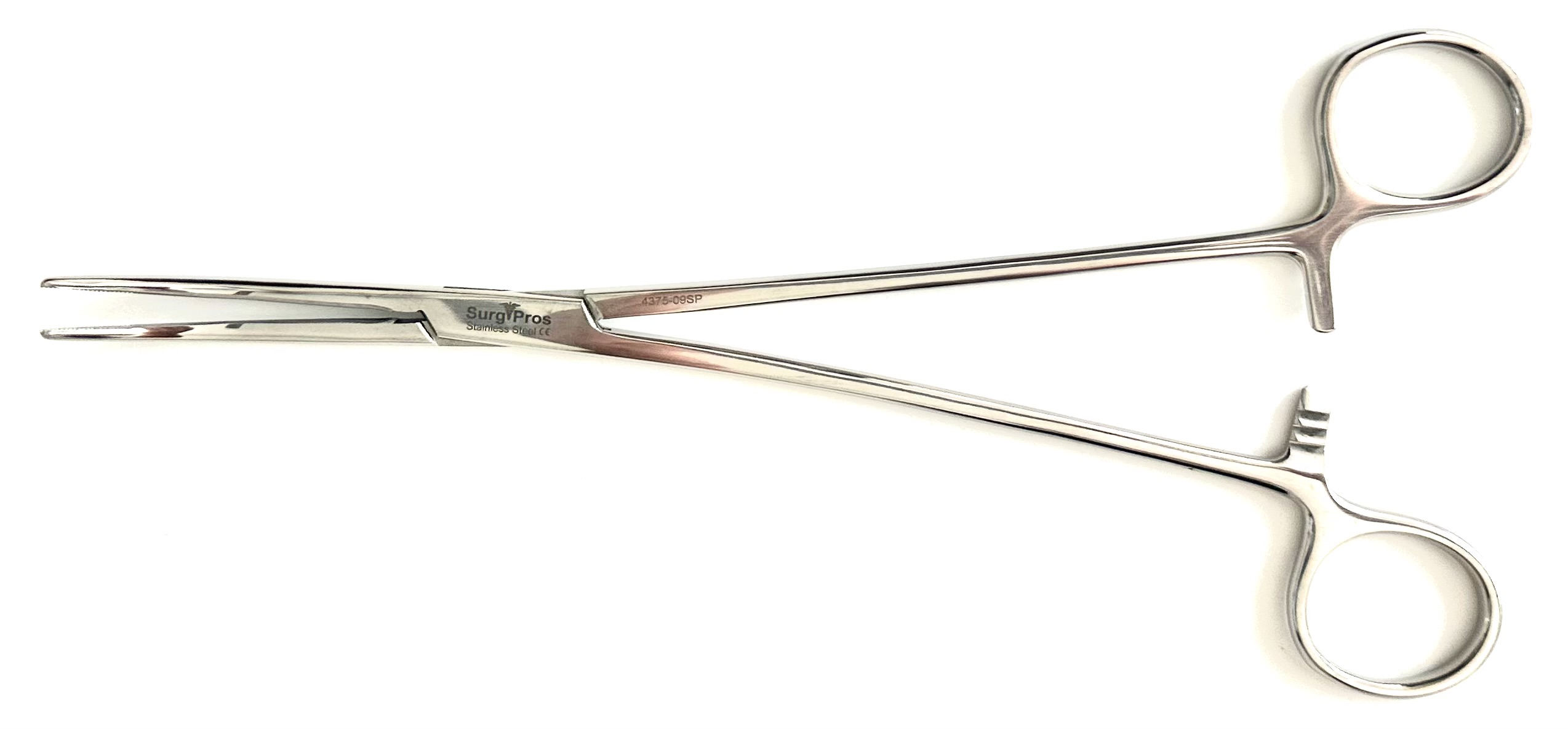 DeBakey-Cooley Forceps, ring handle, Carmalt jaws with cross-hatch tips, curved, 9"