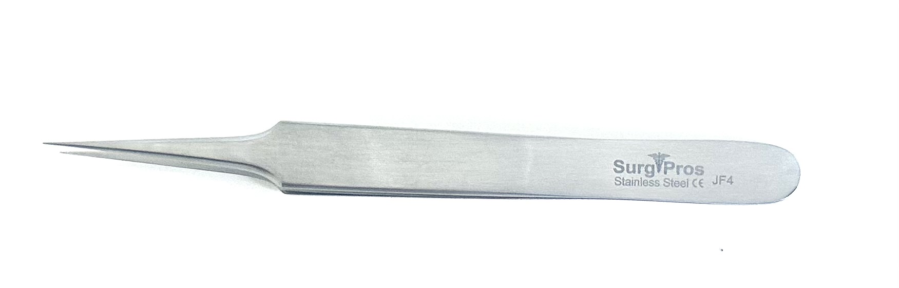 Forceps, 11cm long, Flat Handle 9mm Wide, Straight Tip 0.3mm diameter