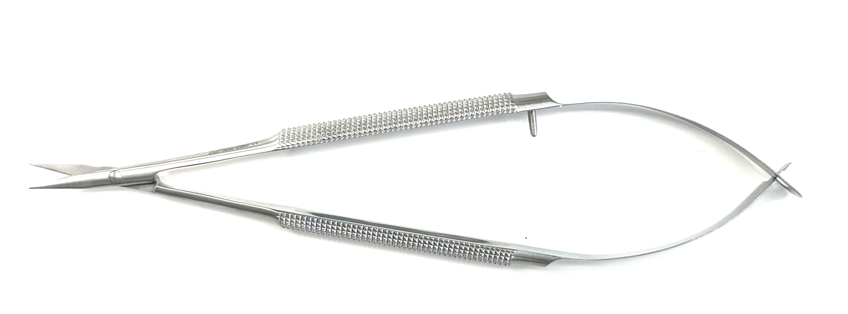 DISSECTING SCISSORS 15CM LONG, ROUND HANDLE 8MM DIAMETER, CURVED BLADE, 9MM LONG