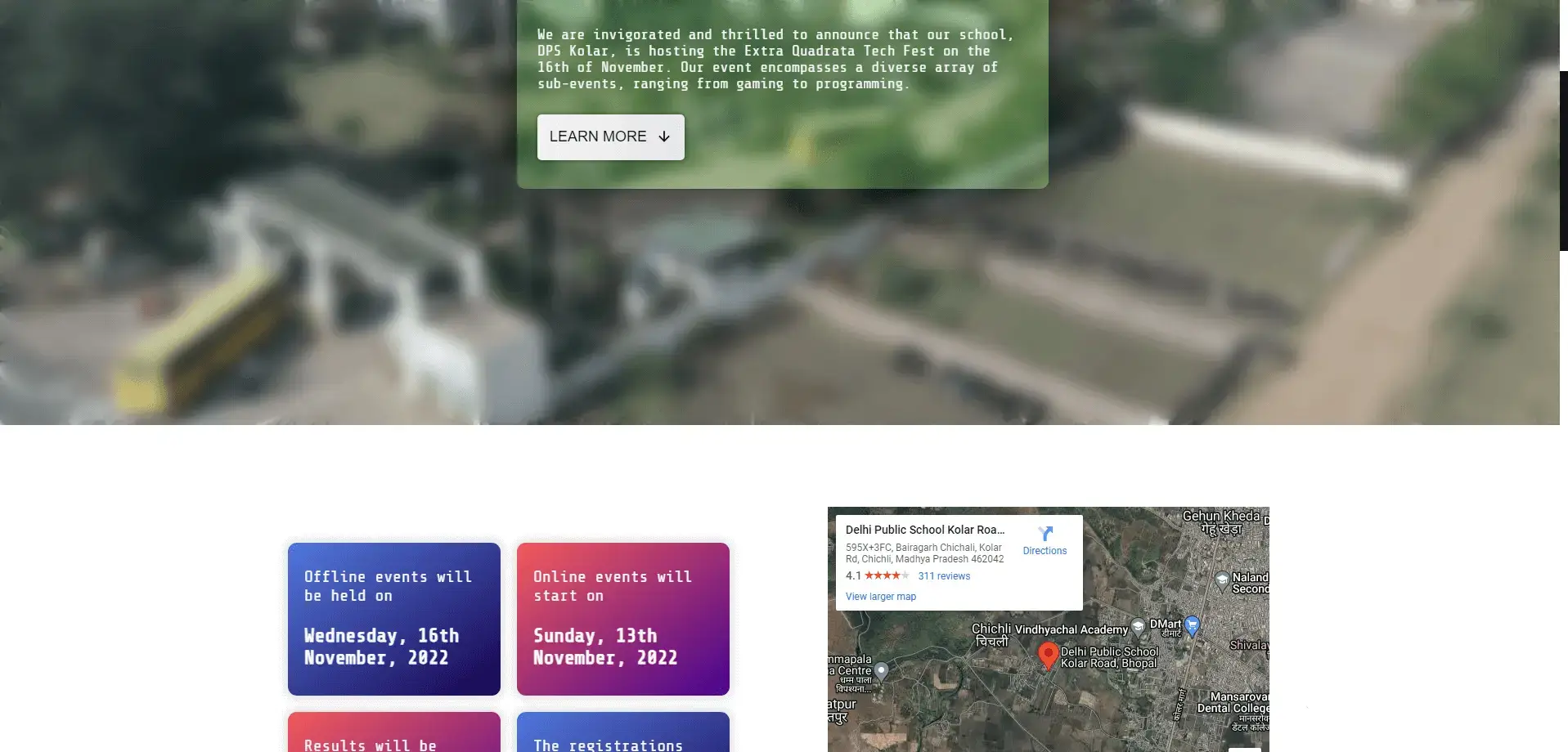 Extra Quadrata Tech Fest Website