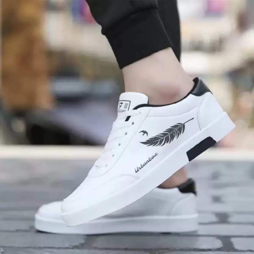 URBANBOX Trending Stylish Casual Outdoor Shoes Sneakers For Men (White, Black)