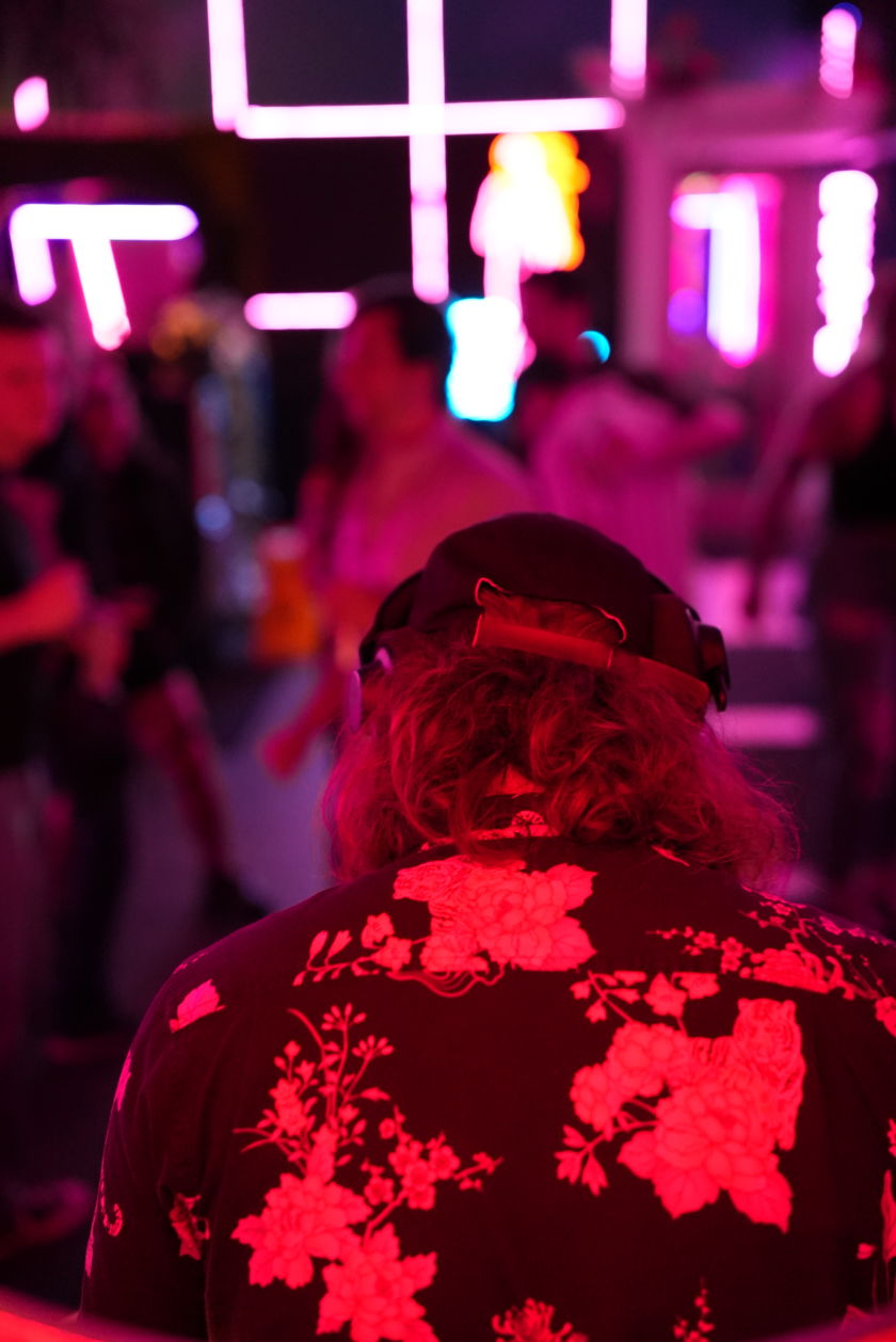 Moon Trip performing, view from behind the decks