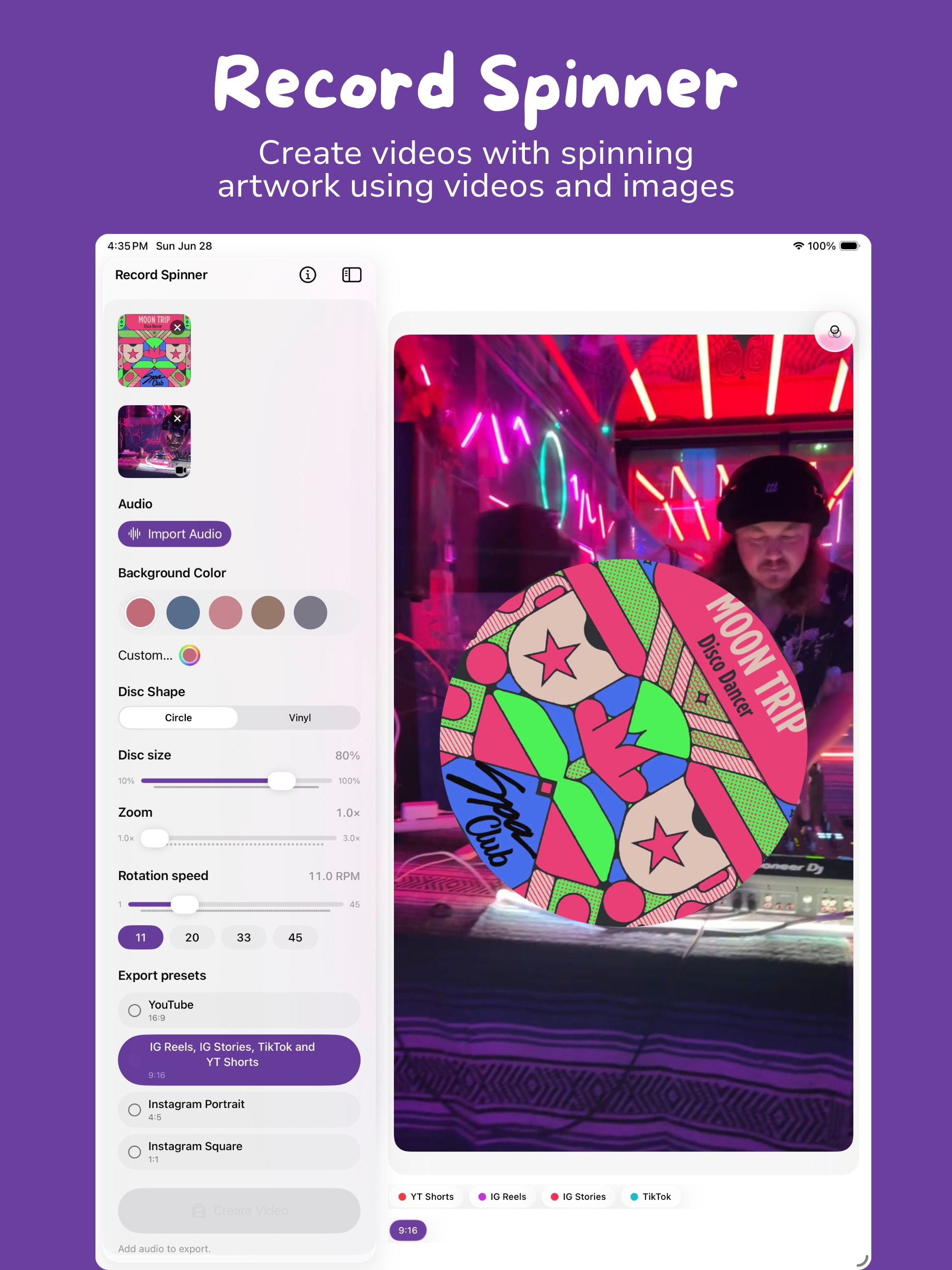 Record Spinner on iPad — screenshot 1