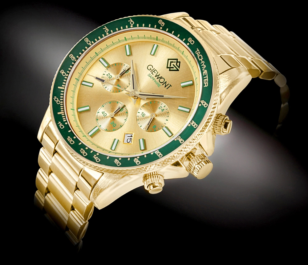 Zegarek Męski Giewont Chronograph Sapphire Złoto Zielony GW3520-B6 5