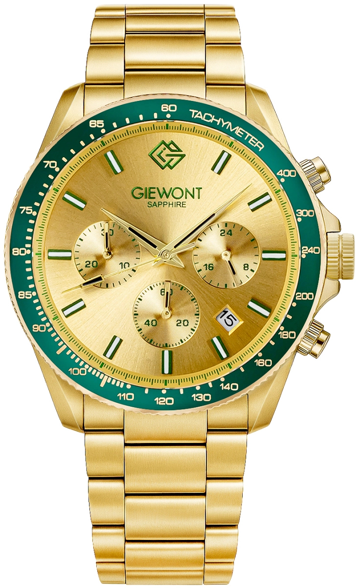 Zegarek Męski Giewont Chronograph Sapphire Złoto Zielony GW3520-B6 4
