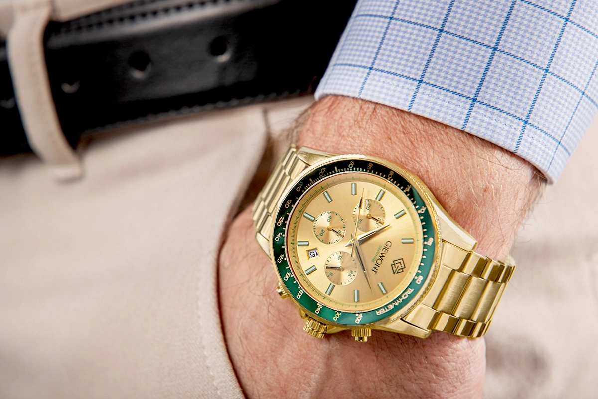 Zegarek Męski Giewont Chronograph Sapphire Złoto Zielony GW3520-B6 6