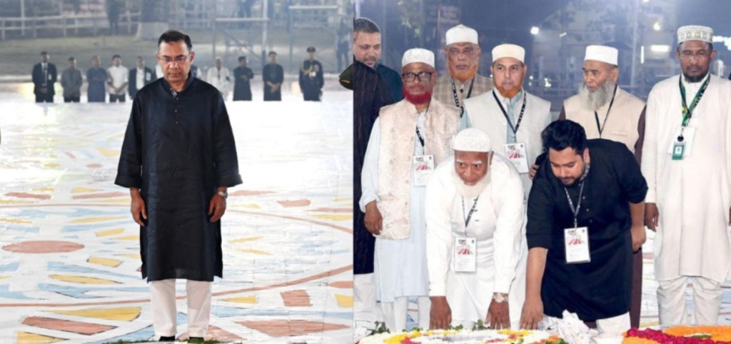 শহীদ মিনারে শ্রদ্ধার পাশাপাশি মোনাজাত,প্রথমবারের মতো গিয়ে প্রশ্নের মুখে জামায়াত,শ্রদ্ধা জানাতে গিয়ে বাঁধার মুখে জাতীয় পার্টি আর সাংসদ রুমিন ফারহানা 