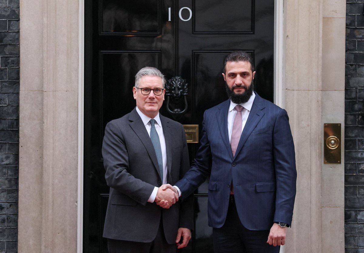 For the first time Syrian President Ahmed al-Sharaa meets UK Prime Minister Keir Starmer in London