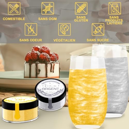 Vue 6 de Paillettes Comestibles Colorant Alimentaire