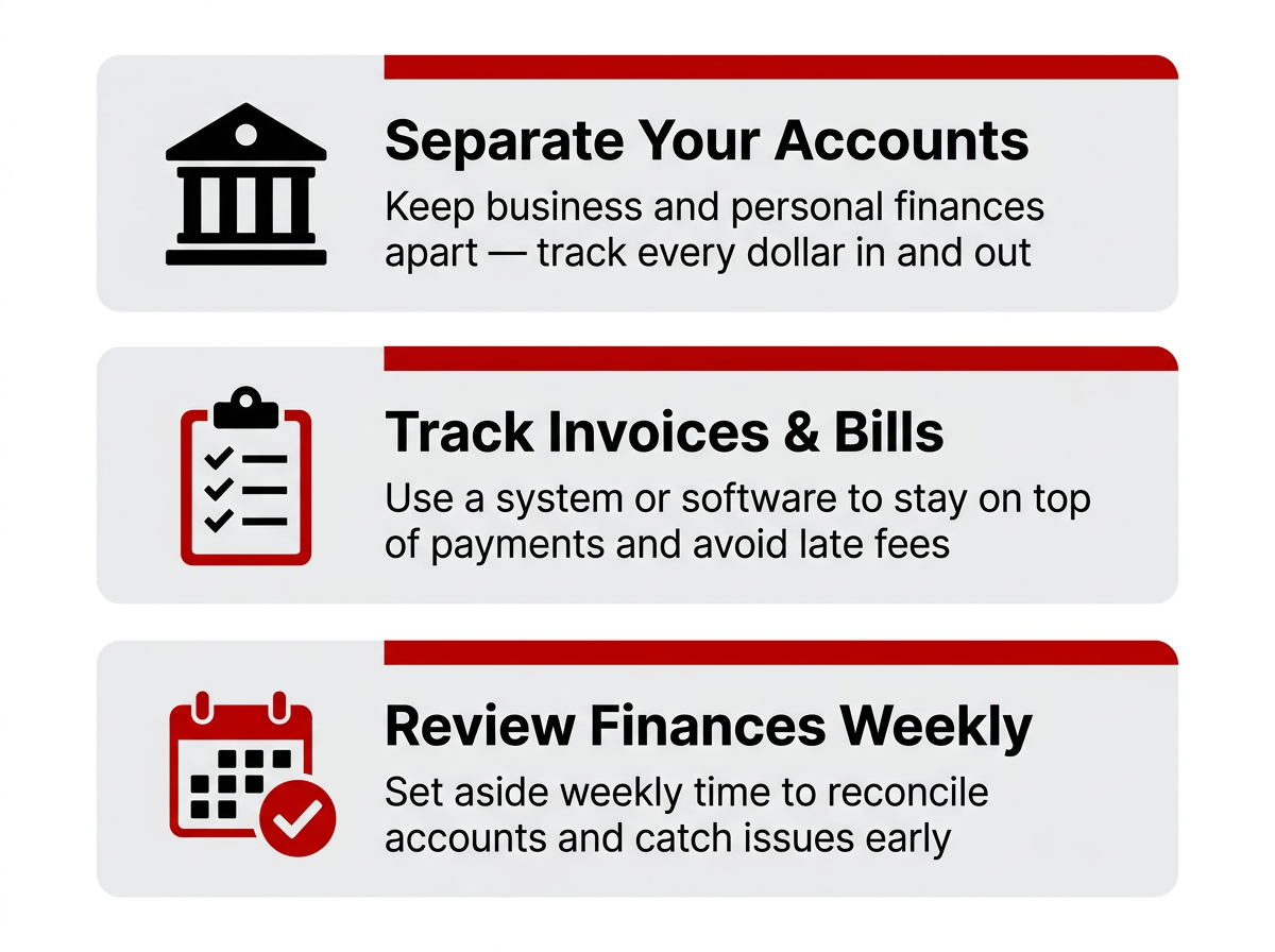 Key Bookkeeping Tips: Separate Your Accounts, Track Invoices and Bills, Review Finances Weekly