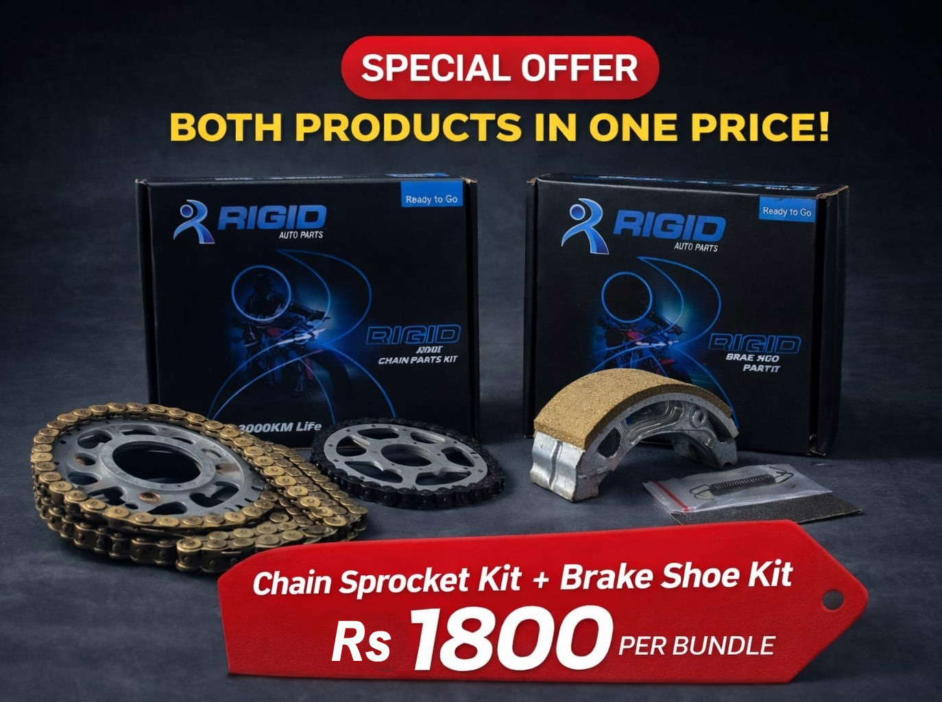 Chain Sprocket Kit 70 & Brake Shoe  Bundle Delivery Free
