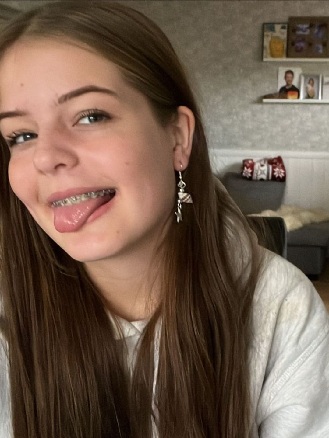 Customer wearing Burial Standard jewellery