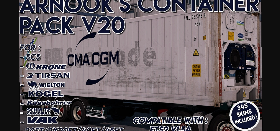 МОД Arnook's Container Pack v20 ДЛЯ EURO TRUCK SIMULATOR 2