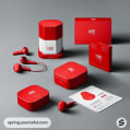 Various earbud items with multiple red packaging styles.