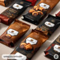 Assorted snack bags with pastries in red and orange designs, labeled 'YORKIES'.