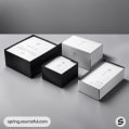 Grid of monochrome boxes with sleek modern design.