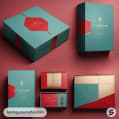 Teal and red themed boxes with sleek finish.