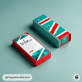 Red and teal rectangular boxes with geometric design.