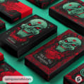 Horror-themed game boxes with skull design on a green background.