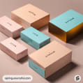 Peach and teal boxes with sleek design.