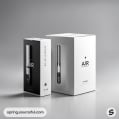 Black and white vape devices in vertical boxes.