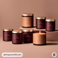 Burgundy candle jars with metallic lids