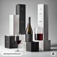 Assorted tall and cube boxes with wine glasses.