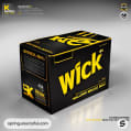 Large black box with bold yellow text and graphic elements, featuring technical specifications.