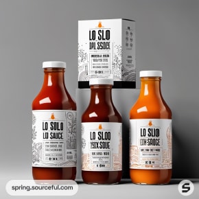 Three classic BBQ sauce bottles with detailed labels.