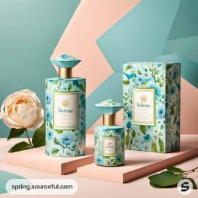 Elegant floral patterned bottles and matching box