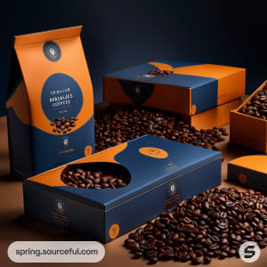 AI-Generated image of packaging for Fair-trade coffee beans}