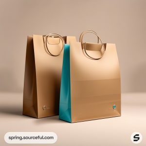 AI-Generated image of packaging for Gym clothes paper carrier bags minimal aesthetic }