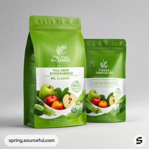 AI-Generated image of packaging for riced vegetables are 100% non-gmo, preservative free, nutritious and healthy}