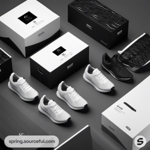 AI-Generated image of packaging for sustainable running shoes}