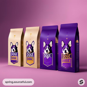 AI-Generated image of packaging for Vegan dog food}