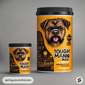 AI-Generated image of packaging for Border Terrier protein shake}