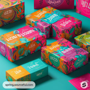 AI-Generated image of packaging for hipster, bright, funky, eclectic}