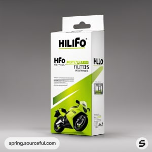 AI-Generated image of packaging for Motorcycle oil filters}