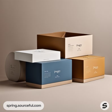 Stack of colorful boxes with minimal branding