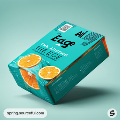 Turquoise and orange package with citrus image, labeled The Edge.