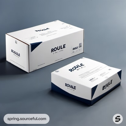 Two white and blue bicycle accessories boxes