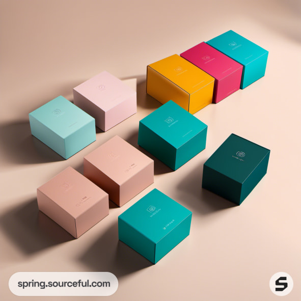 Colorful cube boxes in various pastel shades.