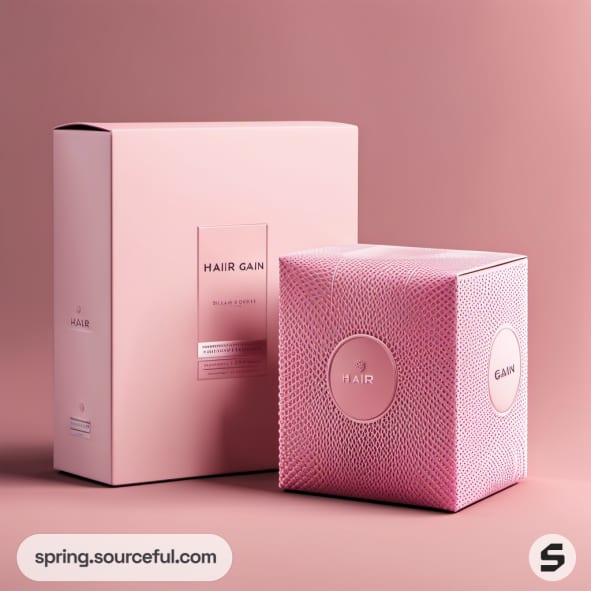 Pink textured box with lid for beauty product packaging.