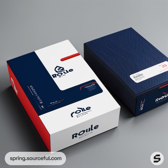 Two boxes with navy blue and white packaging, featuring cycling graphics.