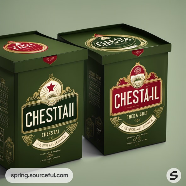 Green rectangular boxes with ornate designs and 'CHESTAI' branding.