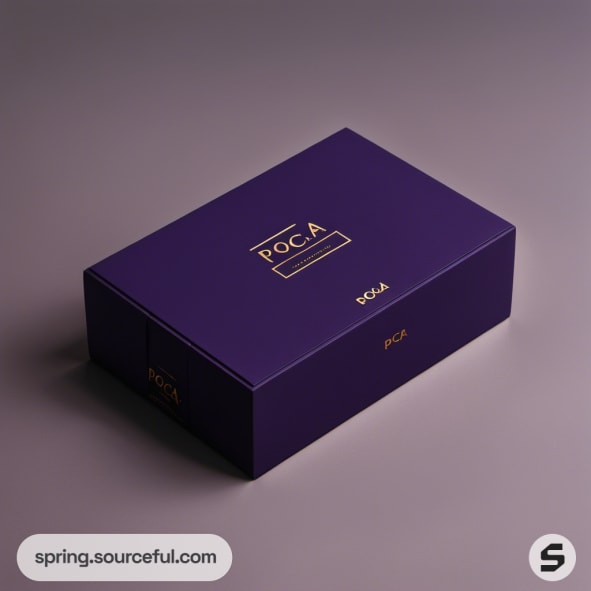 Purple rectangular box on a grey background.