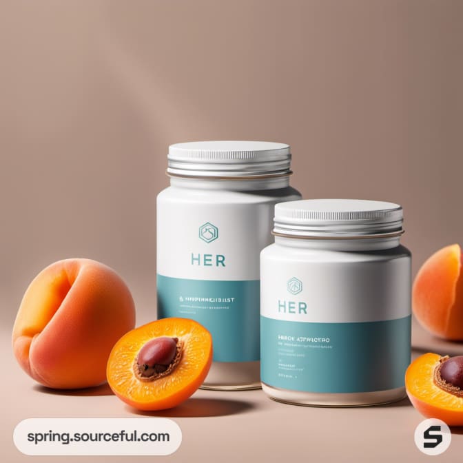 Two jars with apricots on beige backdrop.