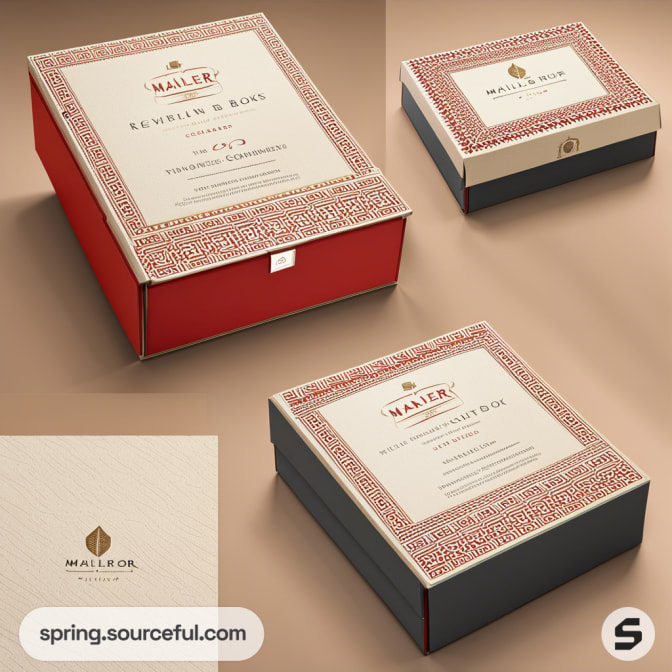 Three premium boxes with intricate patterns and labels.