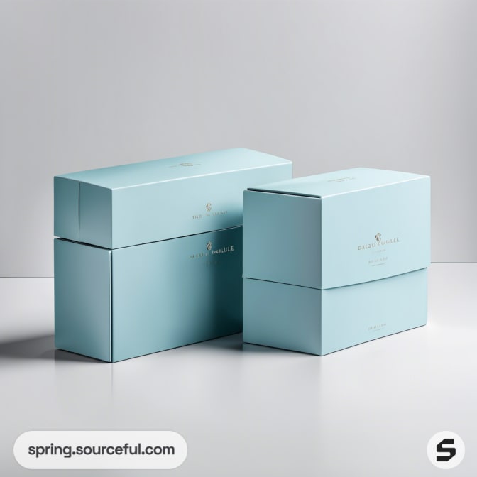 Two light blue rectangular gift boxes on a gray surface.