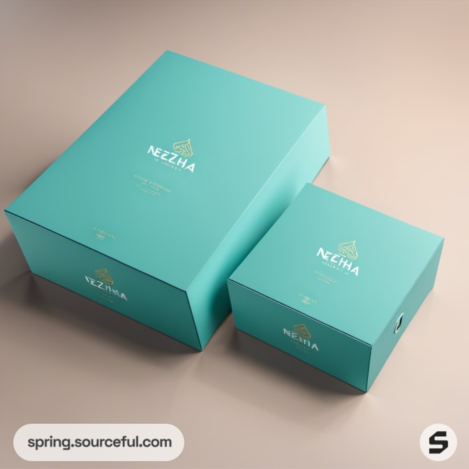 Simple teal boxes with minimalist design.